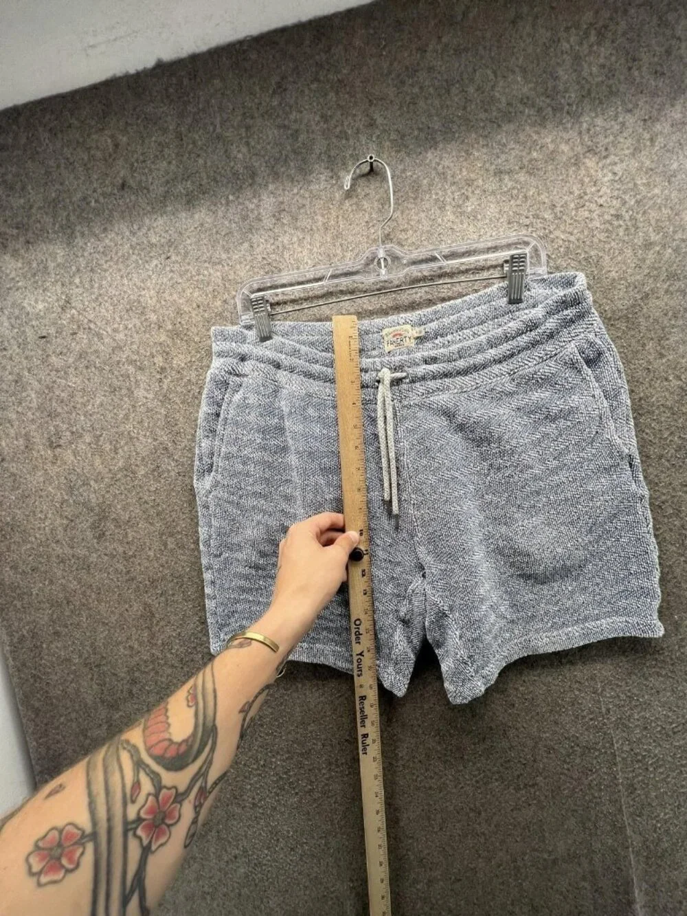 Faherty Shorts Mens Medium Blue Sweat Knit Drawstring Lounge Casual Travel